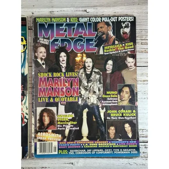 Lot Of 3 90’s Marilyn Manson Magazines Live Wire Metal Edge Hit Parader - Picture 4 of 4